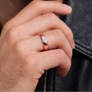 Brand New!! Stainless steel band with solitaire zircon stone